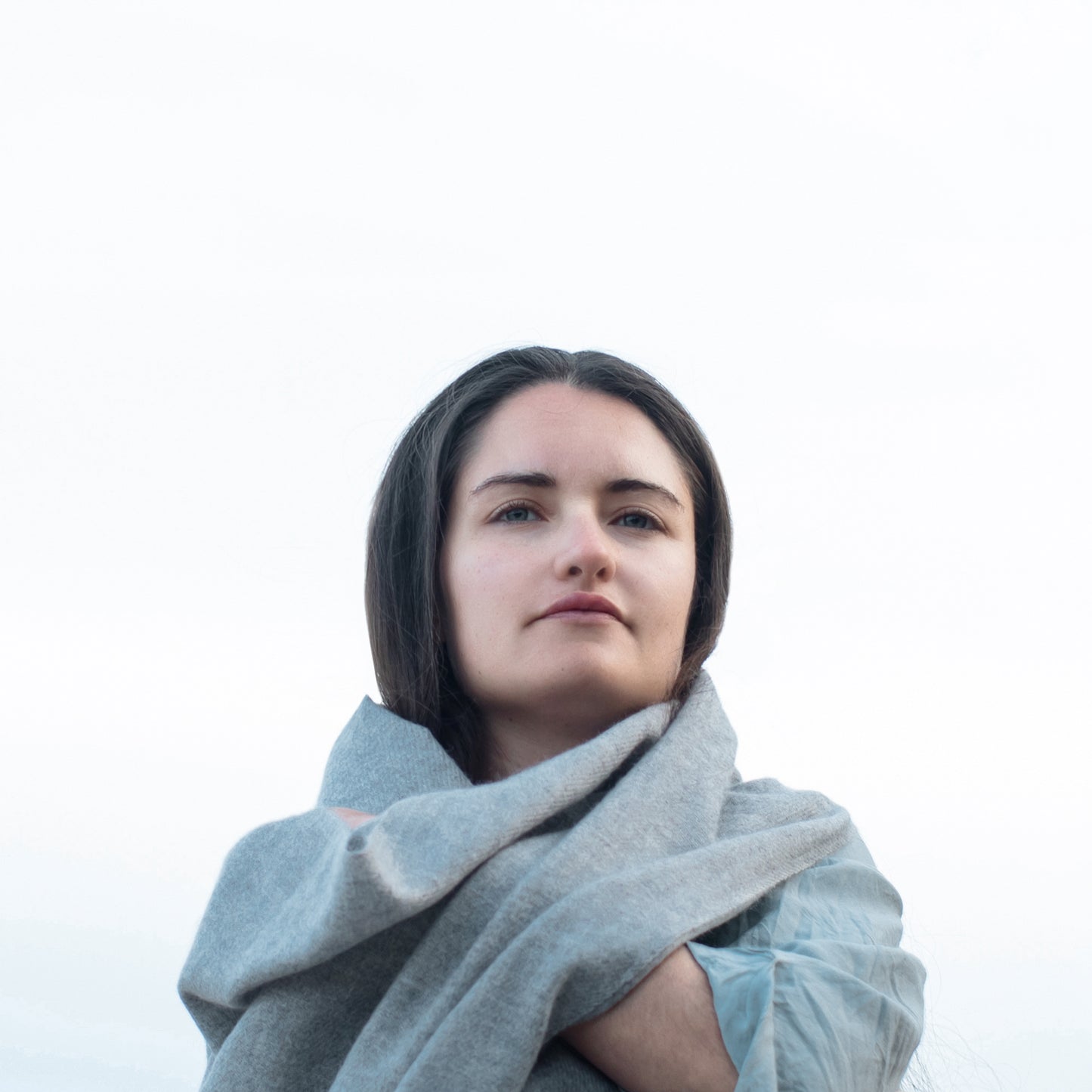 Cashmere woven shawl Natural light Grey