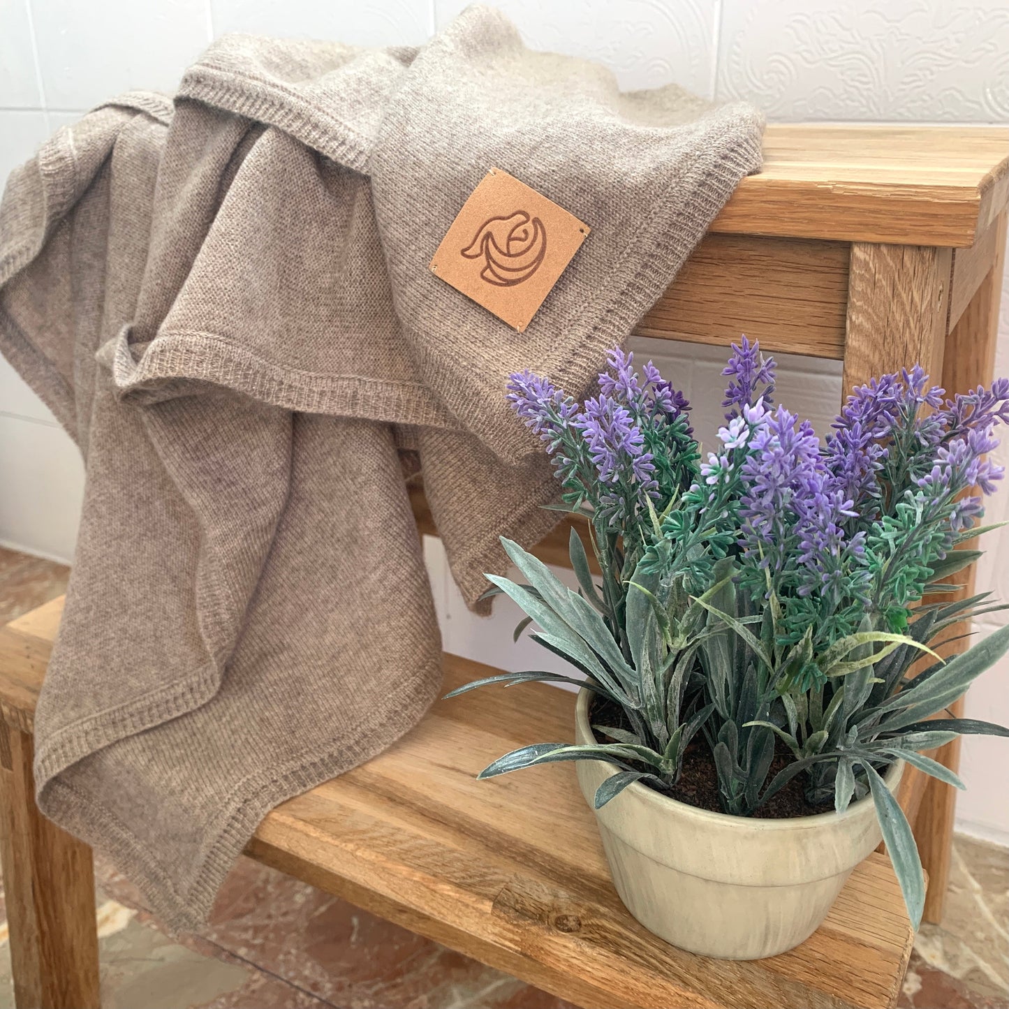 Natural brown Cashmere baby blanket