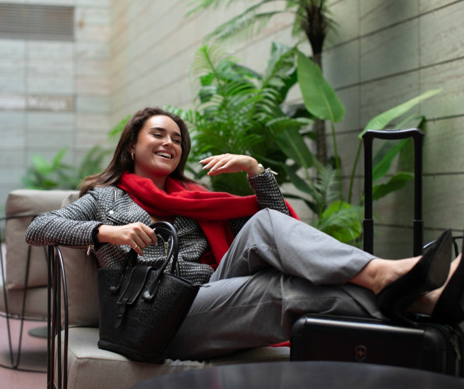 Cashmere woven shawl Vermilion red
