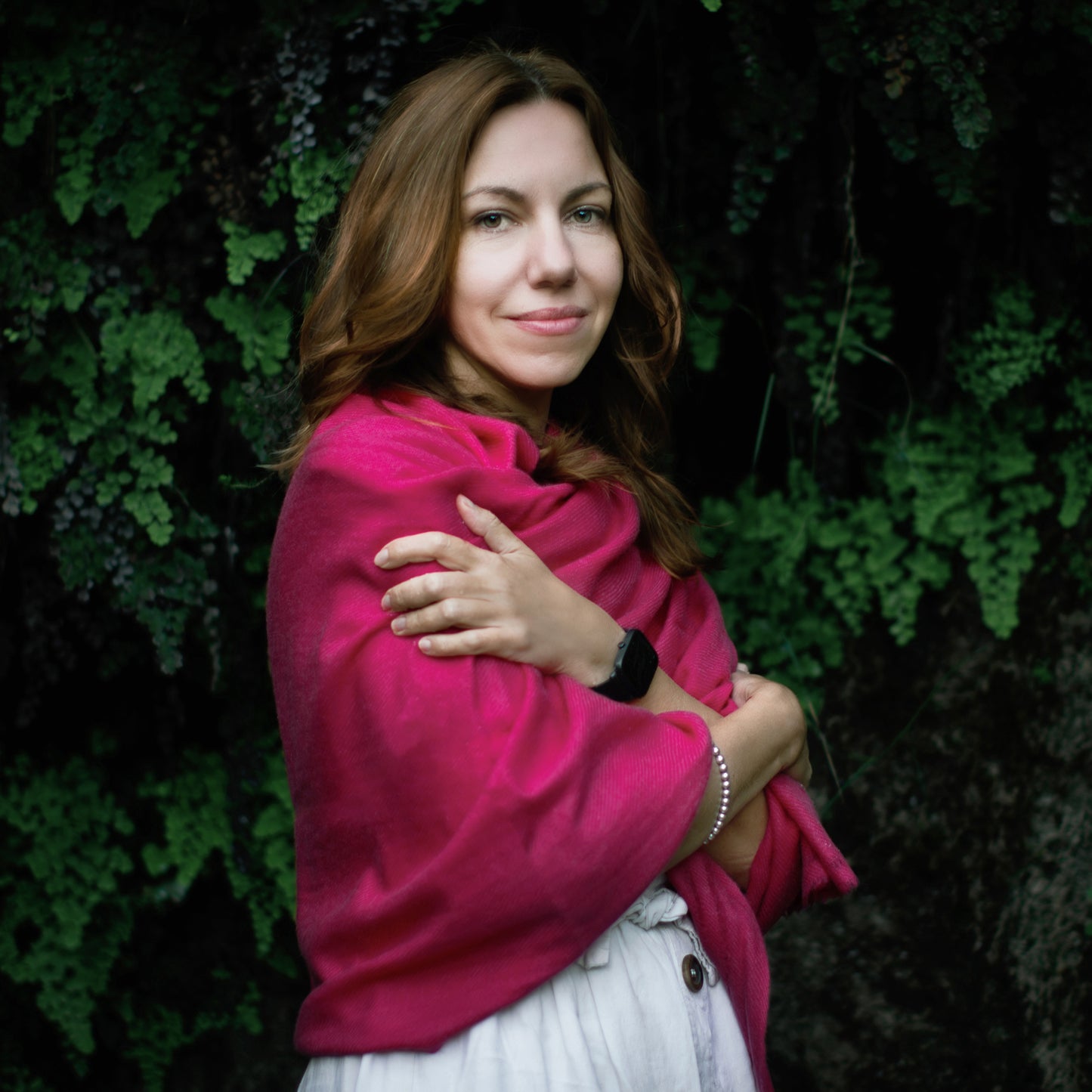 Cashmere woven shawl Magenta