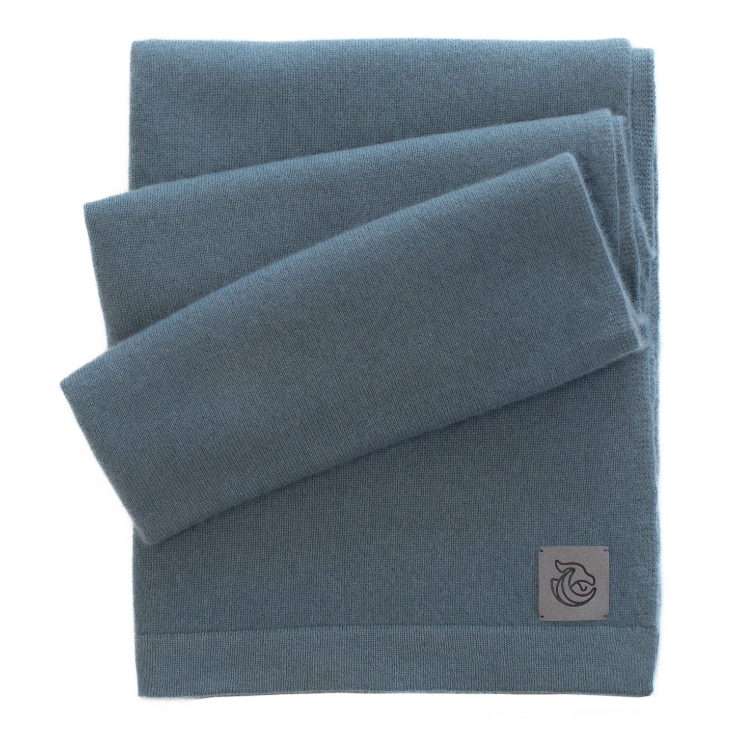 Cashmere knitted shawl Whale grey blue