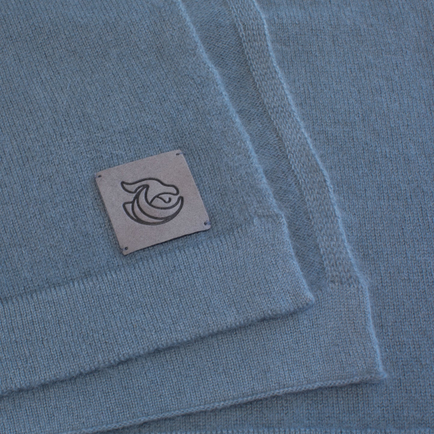 Cashmere knitted shawl Whale grey blue