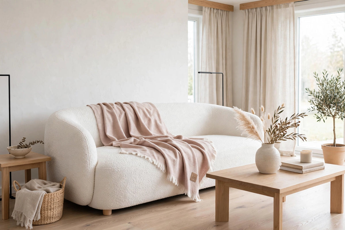Wool & Cashmere Throw blushed rose