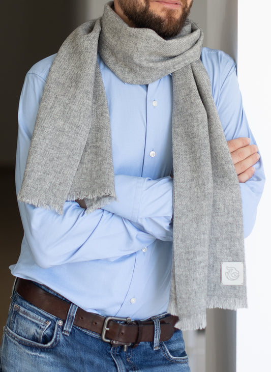 Men's Cashmere Scarf Silver light