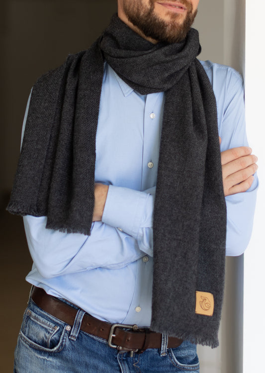 Men's Cashmere Scarf Black Dragon