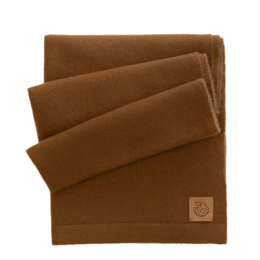 Cashmere knitted shawl Camel Brown
