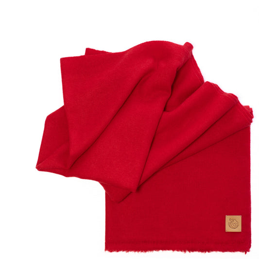 Cashmere woven shawl Vermilion red