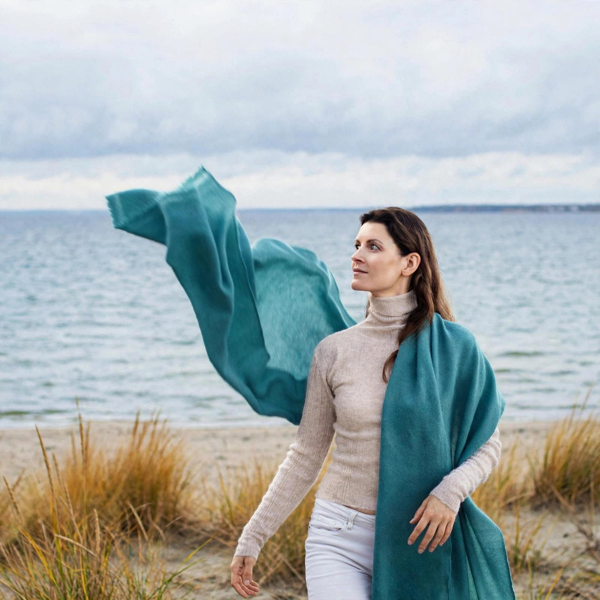 Cashmere woven shawl Blue Mint