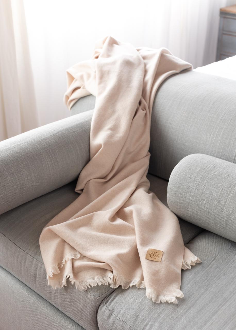 Wool & Cashmere Throw Ivory Porcelain