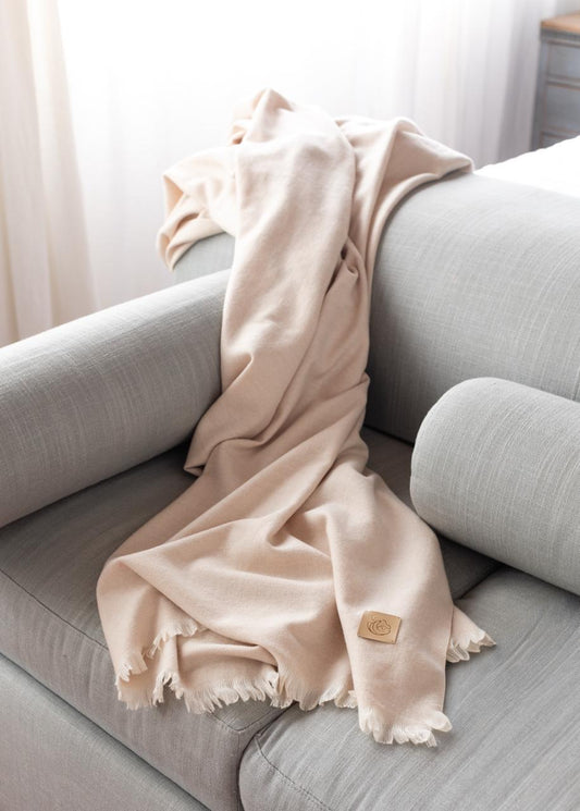 Wool & Cashmere Throw Ivory Porcelain